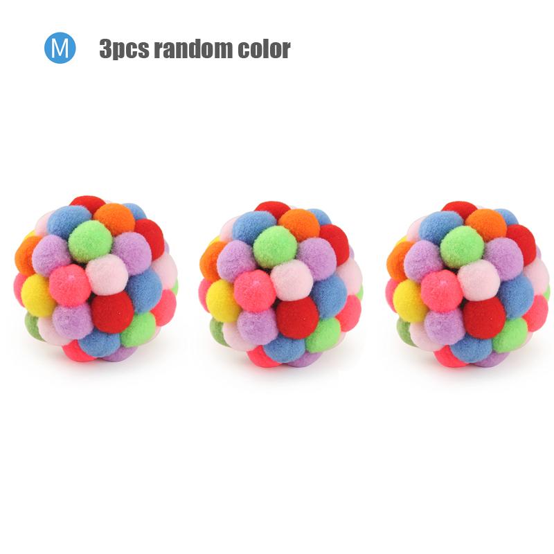 

3PCS Cat Toy Colorful Handmade Small Bells Ball Interactive Pet Toy S/M/L
