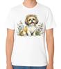 Cute Shih Tzu Dog Floral T-Shirt Puppy Lover Animal Unisex Tee