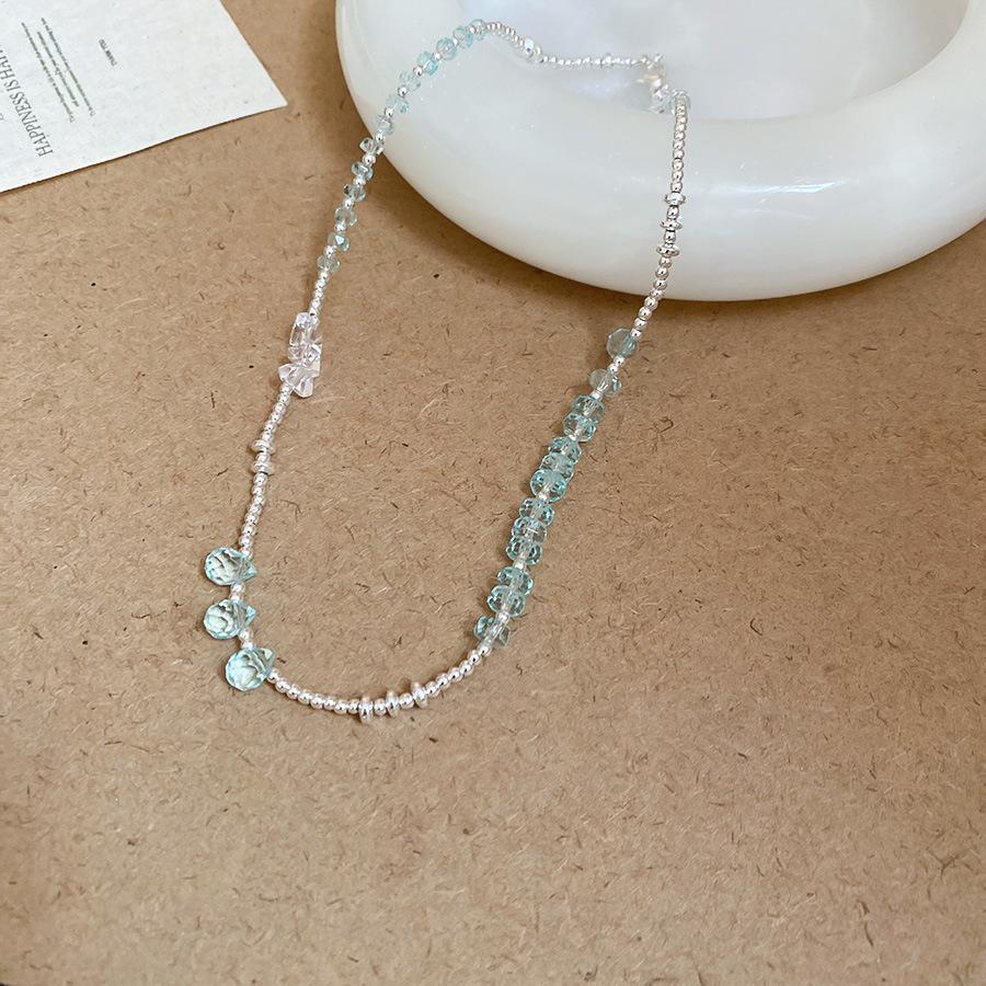 Summer dopamine stained glass crystal beaded necklace collarbone chain design sense niche item decoration