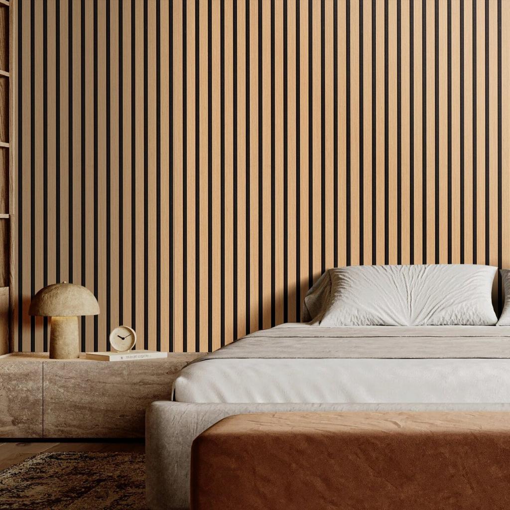Wood Slat Acoustic Panels 23.6 X 47.2 Inch for Modern Wall Decor Light Oak