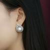 Temperament lady stud earrings, imitation pearl water drop exquisite earrings, princess elegant geometric jewelry
