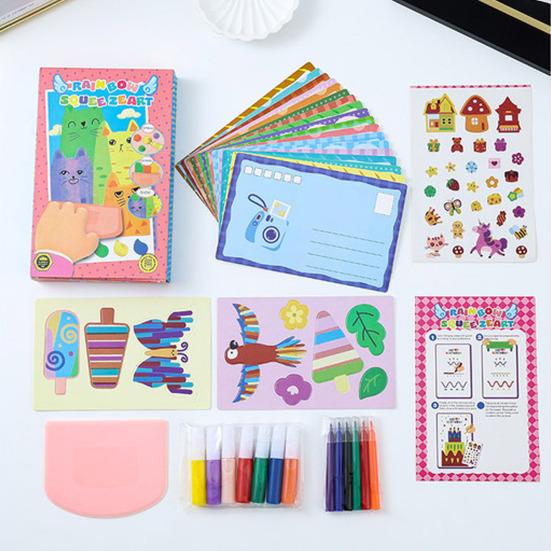 Kit Arte Scratch Arcobaleno Set Carta Raschiabile Magica Arcobaleno per Bambini Cartoline Creative Fai-da-te Biglietti d'Auguri Personalizzati Giocattolo per la Motricità Fine