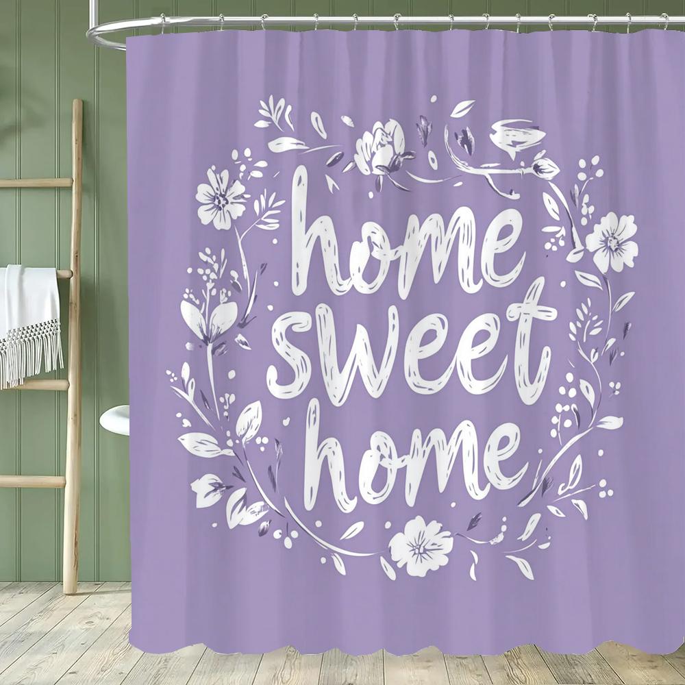 Simple Design Shower Curtain With Hooks Set For Bathroom Decor,Printed Polyester Fabric Home Decorative Curtain