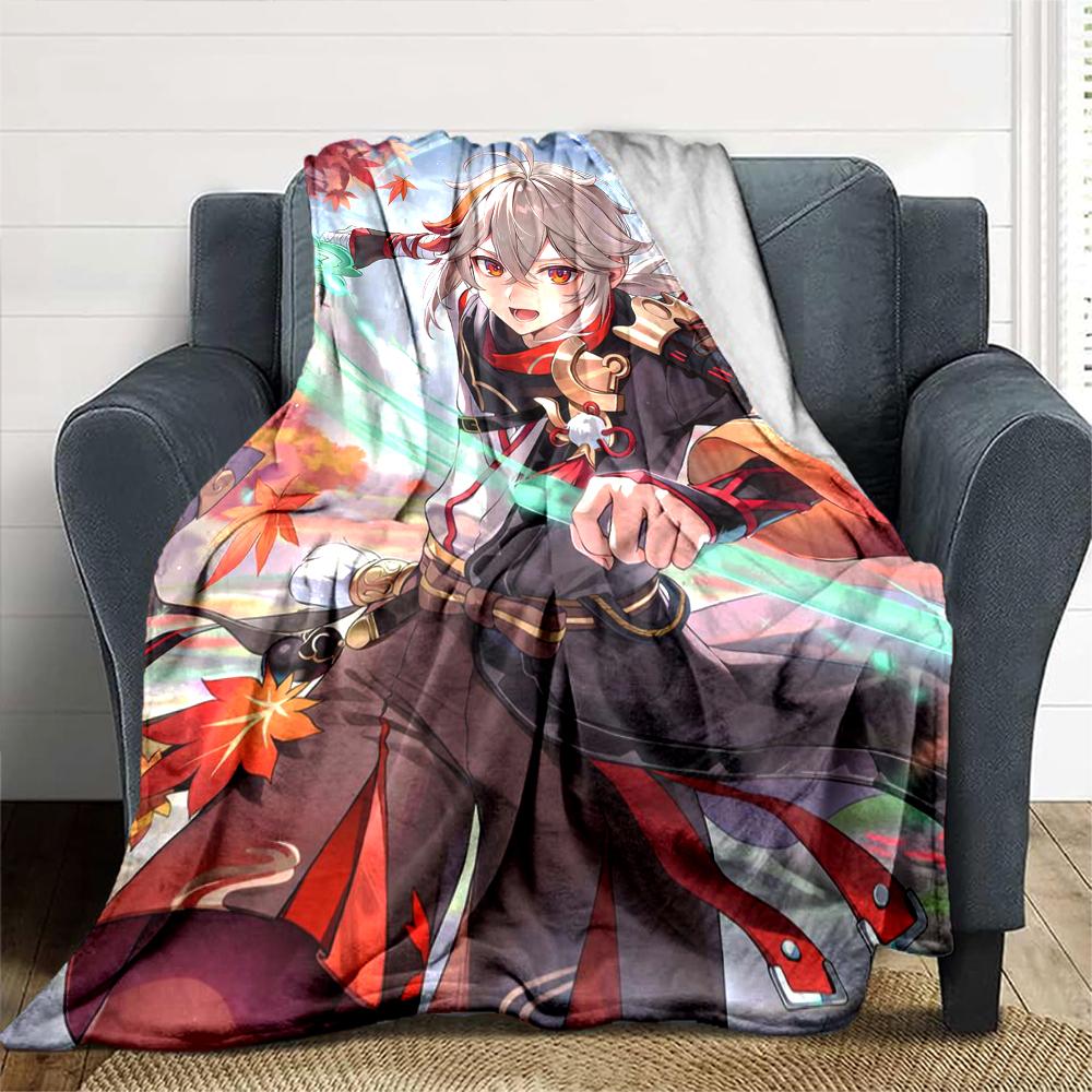1Pc Genshin Impact Anime Character Blanket Soft Comfortable Polyester Blanket All Season Use Suitable Bedroom Office Outdoor Christmas Gift Choice Pri
