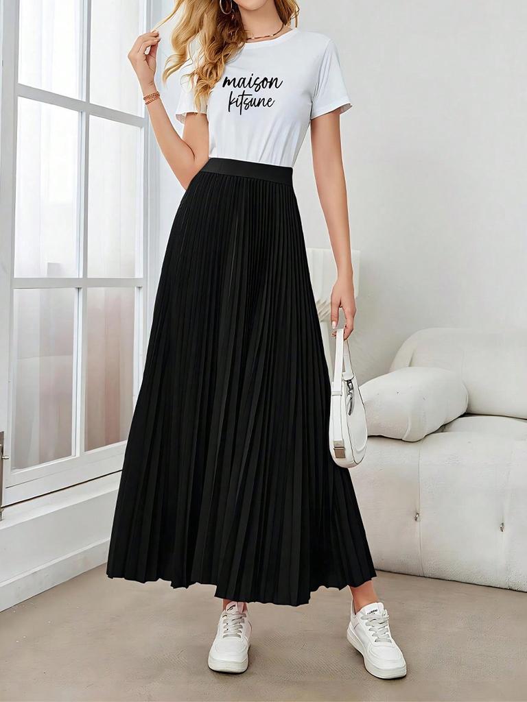 Women's Elegant A-Line Umbrella Skirt Polyester Midi Dress