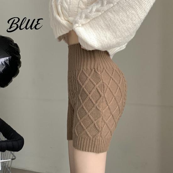 Daily Wear Solid Elastic Keep Bottoming Knitted Women Winter Color Shorts High Waist Warm Anti-exposure