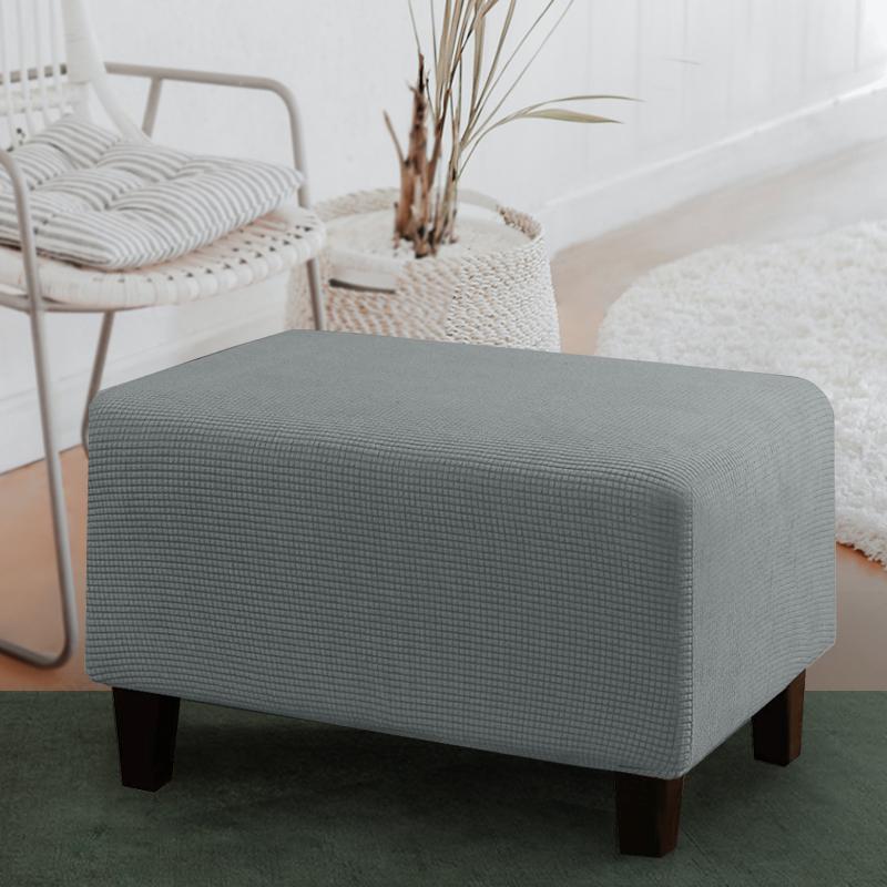 Jacquard Ottoman Stool Cover Stretch Footrest Dust Slipcover For Living Room Plush Non -Slip Chairs Protector L Xl Size Home Use Decor