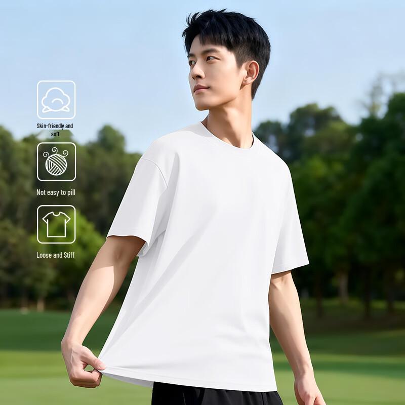 XueZhongFei Men s 220G Heavy Cotton Short Sleeve T-Shirt 5XL