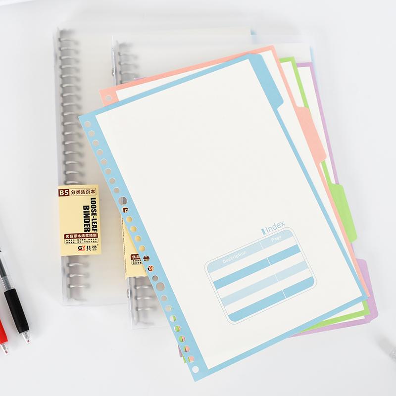 B5 Clear PP Dividers Notebook - 60 Loose-Leaf Sheets & 4 Index Tabs, Hardcover Binder for School & Office