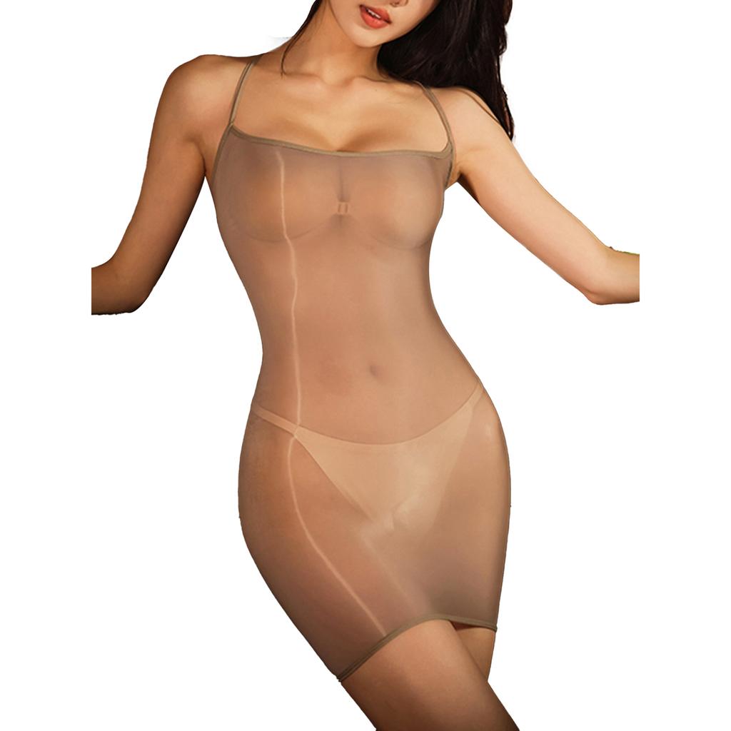 Damen Transparentes Minikleid, ärmellos, figurbetont, Kleider, dehnbar, Nachthemd, Dessous