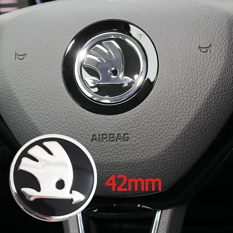 

2026 Hot 42mm Car Steering Wheel Center Logo Emblem Sticker Decals for Skoda Octavia VRS Rapid Kodiaq Fabia Karoq Superb Kami Ac