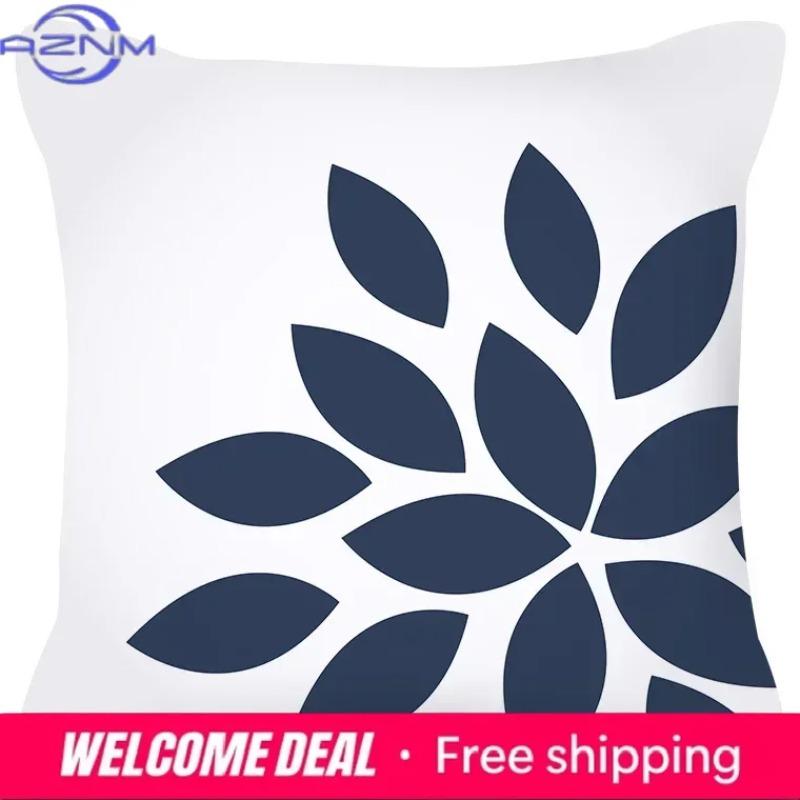 Pillowcase Navy Blue Geometric Pattern Decorative Home