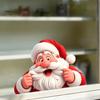 Festive Window Murals Peeking Santa Claus Static Cling, 3D Effect Christmas Wall Stickers Sticker, Reusable Glass Decal for Home Holiday Decor