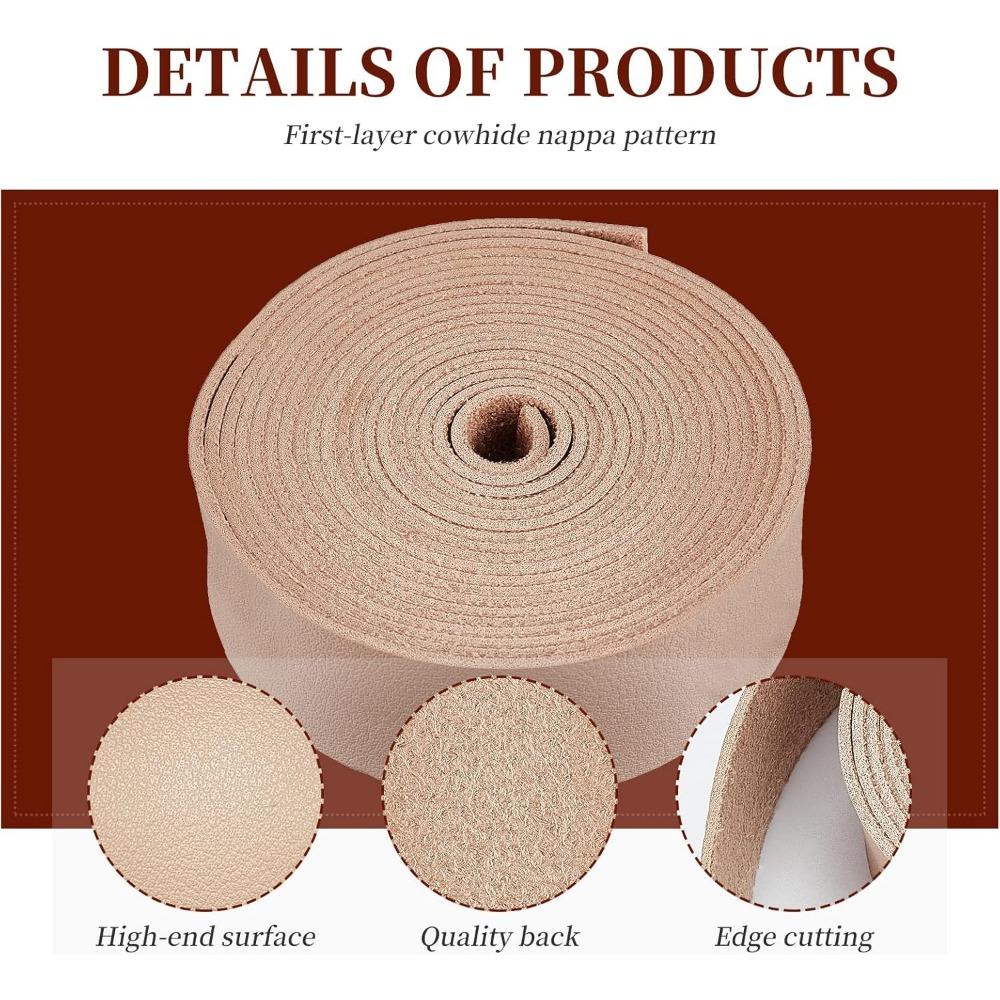 1 Inch Wide Single Side Leather Strip 98 Inch Long Double Sided Smooth Leather Strip for DIY Craft Projects Pet Collars Belts