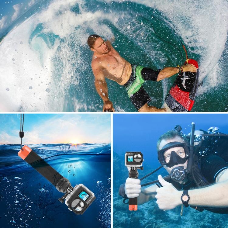 PULUZ Impugnatura Galleggiante in Schiuma con Cinturino e Base a sgancio rapido per GoPro, Insta360, DJI e Altre Action Cam(arancia)