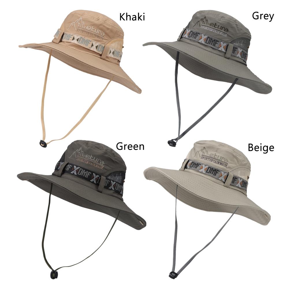 Fashion Wide Brim Men Bucket Hat Mesh Uv Protection Fisherman Hat Breathable Panama Cap Hiking Climb