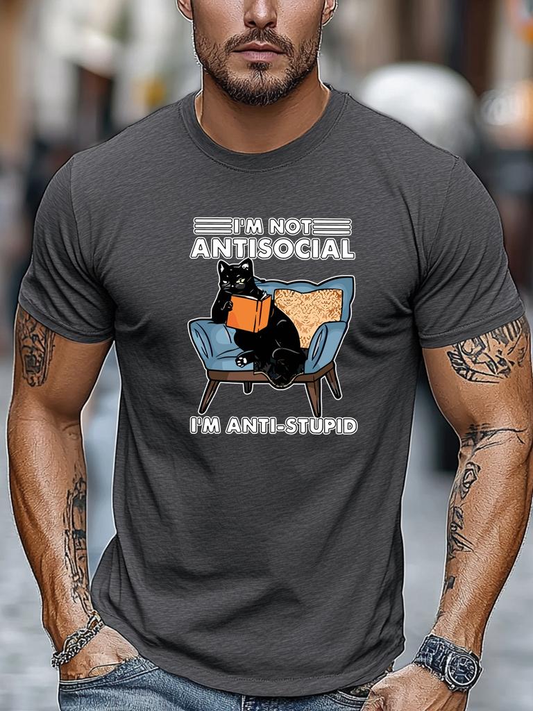Men Tshirt IM NOT ANTISOCIAL IM ANTISTUPID Graphic Summer Soft Comfort Fit Tee Daily Wear Tops