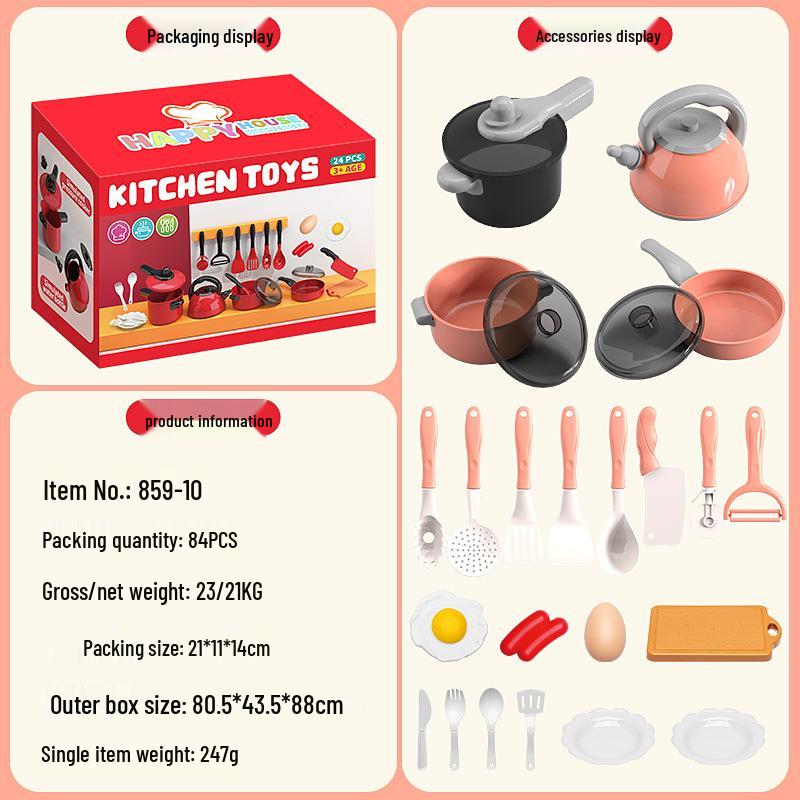 Kids' Pretend Play Kitchen Set: Cookware, Stir-Frying, and Cutting Toys for Boys & Girls