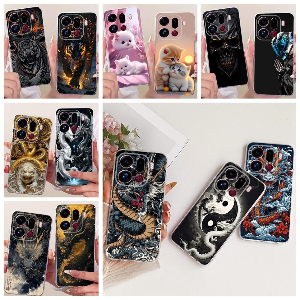 For Oppo Find X9 X9Pro Phone Case On Oppo Find X9 Pro Casing Cool Dragon Lion Tiger Cartoon Back Cover Clear Soft Silicone Coque