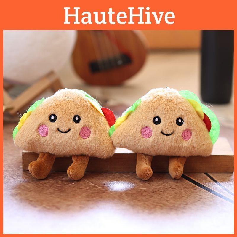 Plush Bread Taco Doll Keychain Bag Charm With Pp Cotton Fill For Gift Kids