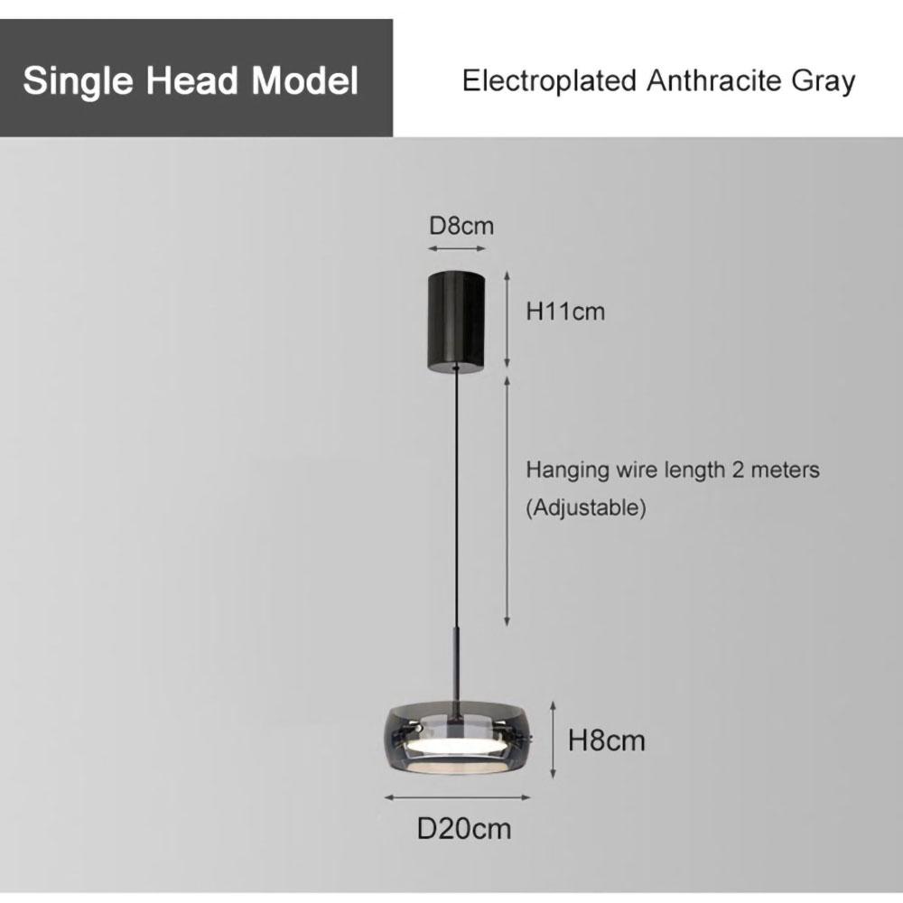 Modern Glass Pendant Light Smoke Gray Warm Light For Living Room Bedroom Bedside Dining Room Kitchen Interior Decorative Light