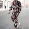 Men Distressed American Flag Star Stripe Print Long Sleeve Sweatshirt And Drawstring Jogger Pants Two Piece Outfit