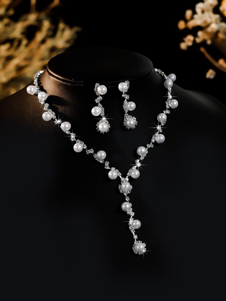 Conjunto de Colar e Brincos de Diamante de Luxo Acessórios para Festa Vestido de Casamento Jantar Corrente de Colar e Brincos de Strass da Moda para Meninas