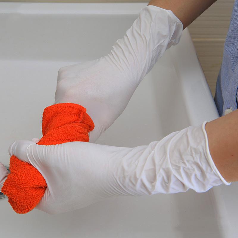 Nitrile Disposable Gloves - Food Safe, Acid & Alkali Resistant, Wear-Resistant for Household and Dishwashing Tasks.