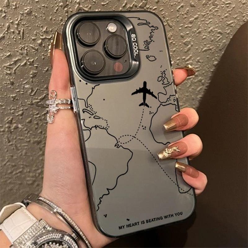 Airplane Route Design Case For Samsung Galaxy S24 S23 S22 S21 Ultra Plus FE A15 A35 A55 A53 A23 A52 A54 A14 A34 Matte Hard Cover