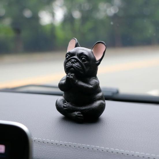 Yoga Meditation Dog Ornament Sitting Pug Figurine Statue Animal Sculpture Indoor Outdoor Garden Home Office Desktop Decoration