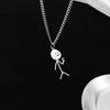 2 Pcs Couple Matching Necklaces Matchstick Men Love Heart Gesture Stainless Alloy Solid Color Hollow Out Chain Electroplated Best Friends Gift Unisex