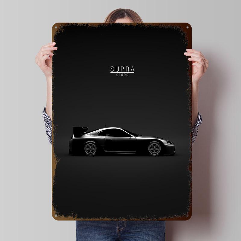 

Sports Car Supra JGTC500 (LM GT1) 1996 - Black Printed Poster Customized Wall Art Retro Vintage Metal Tin Signs for Home House 20x30cm（7.8x11.8inch）