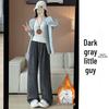 Relaxed Women's Chenille Fleece Striped Wide-Leg Pants for Autumn/Winter