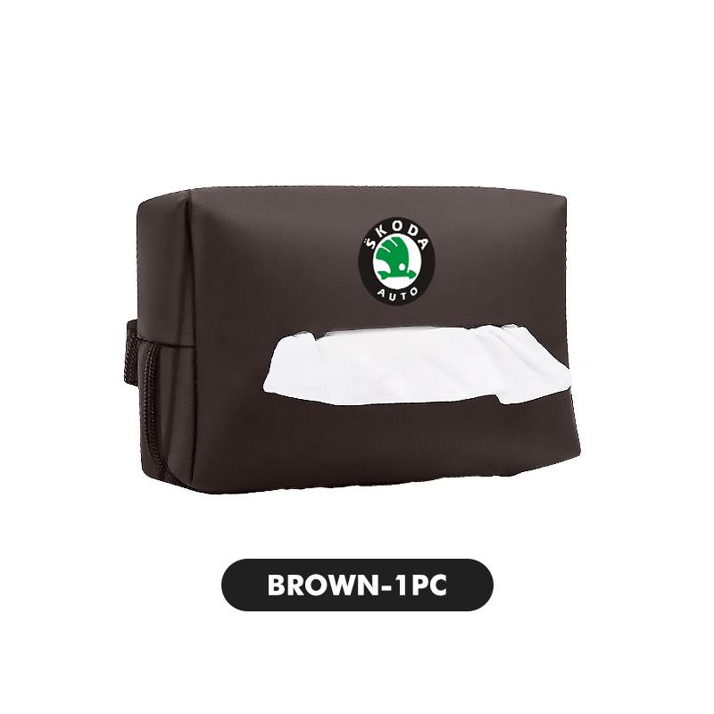 AAFO1 Car Styling Tissue Bag Armrest Box Paper Towel Interior Organizer Accessories For Skoda Kamiq Karoq Octavia 2 3 Rapid Scala Kami