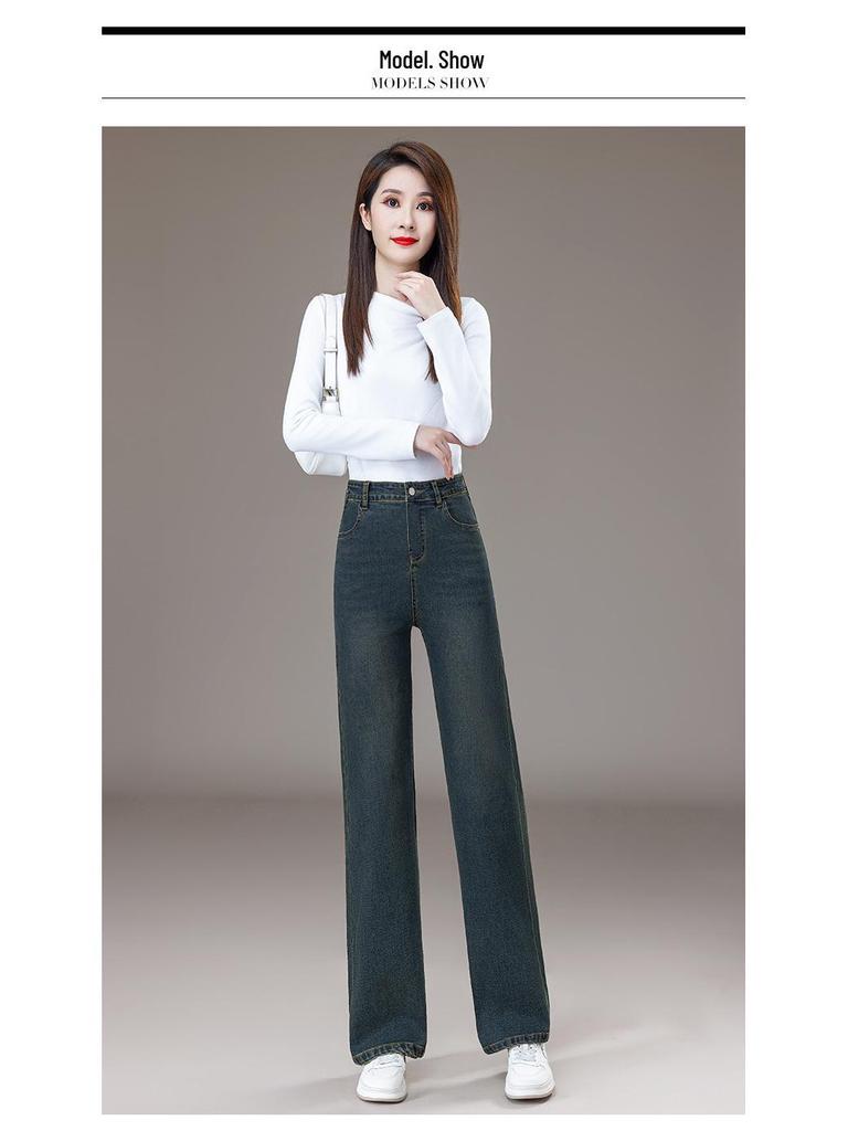 Women's Elastic Straight Leg Jeans - Petite, Plus Size, Loose Fit for Spring & Autumn
