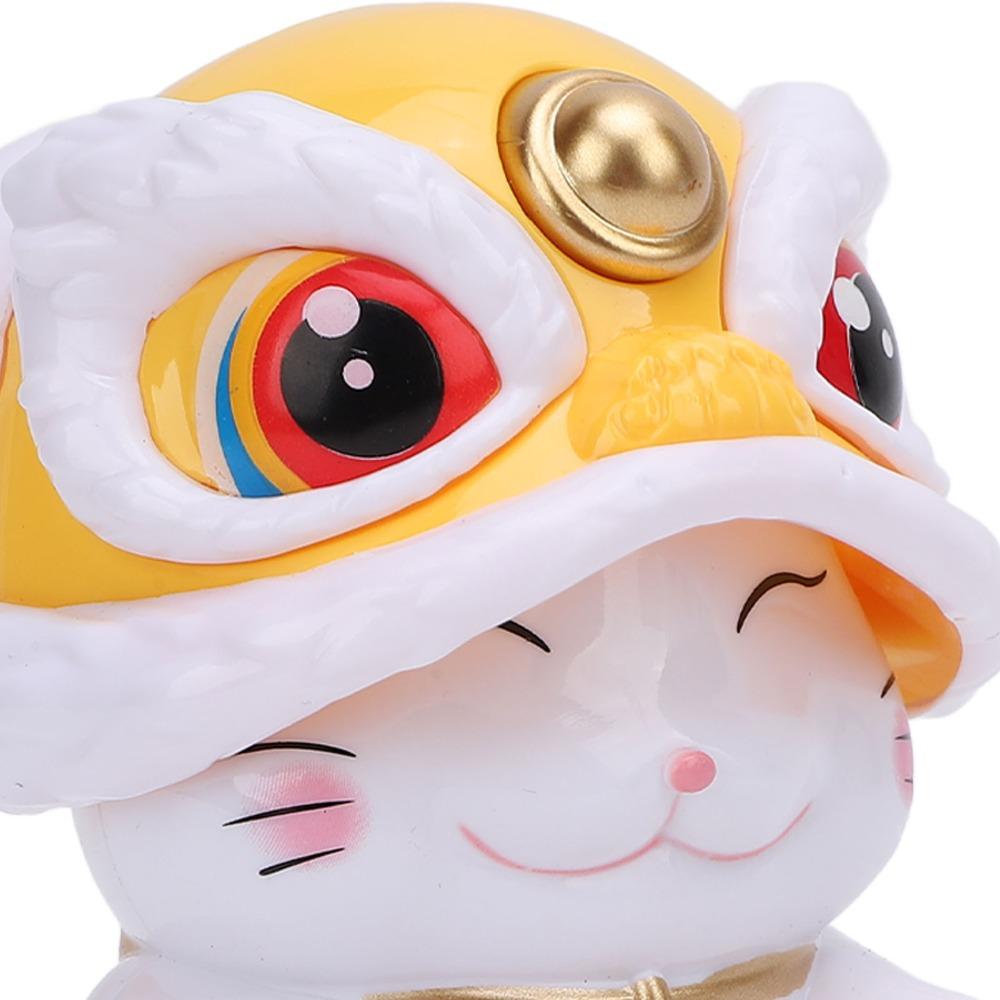 Plastic Solar Lucky Cat Ornament 2.56x3.11x3.94in Cultural Style Cat Figurine  Car Interior Decor
