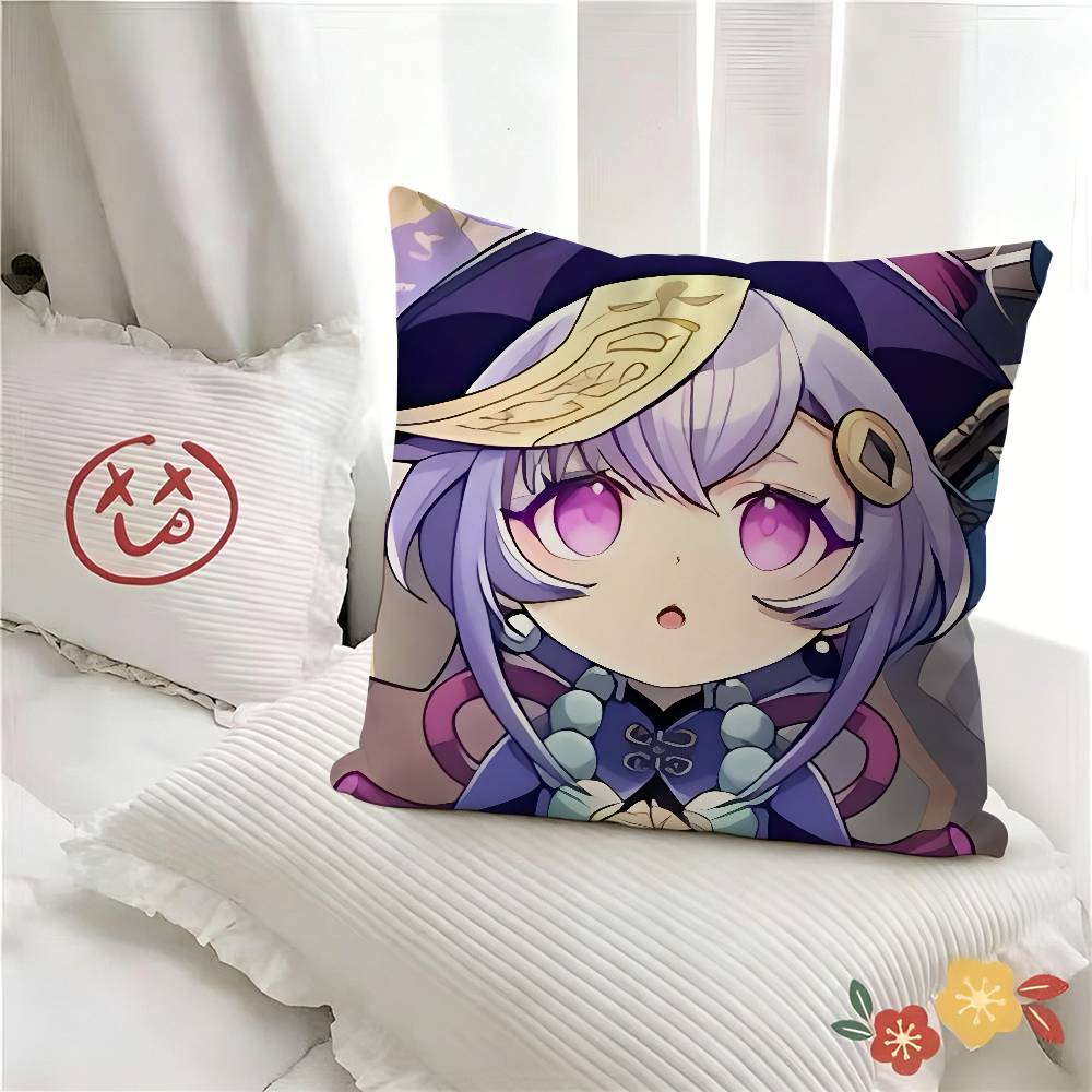 Pc Qiqi Cute Genshin Impact Pillow Case Fashion Square Pillowcase Bedroom Sofa Room Ins Decoration Leisure