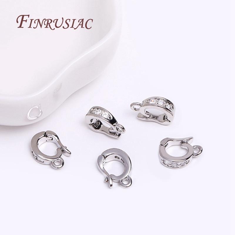 18K Gold Plated Brass Metal Inlay Zircon Hinged Pendant Enhancer Bail Clasps DIY Jewelry Making Accessories