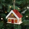 Decorative Christmas Snow House Pendant Elk Hanging Lighting Glowing Log Cabin Mini Christmas Tree LED Wooden Christmas House