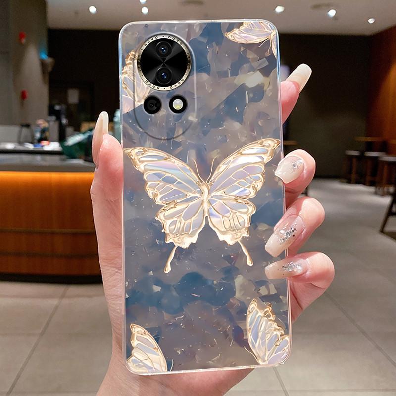 Nova12 Hülle Klar Luxus Mode Schmetterling Blume Weiches TPU Silikon Rückabdeckung Für Huawei Nova 12 Pro Transparente Handyhüllen