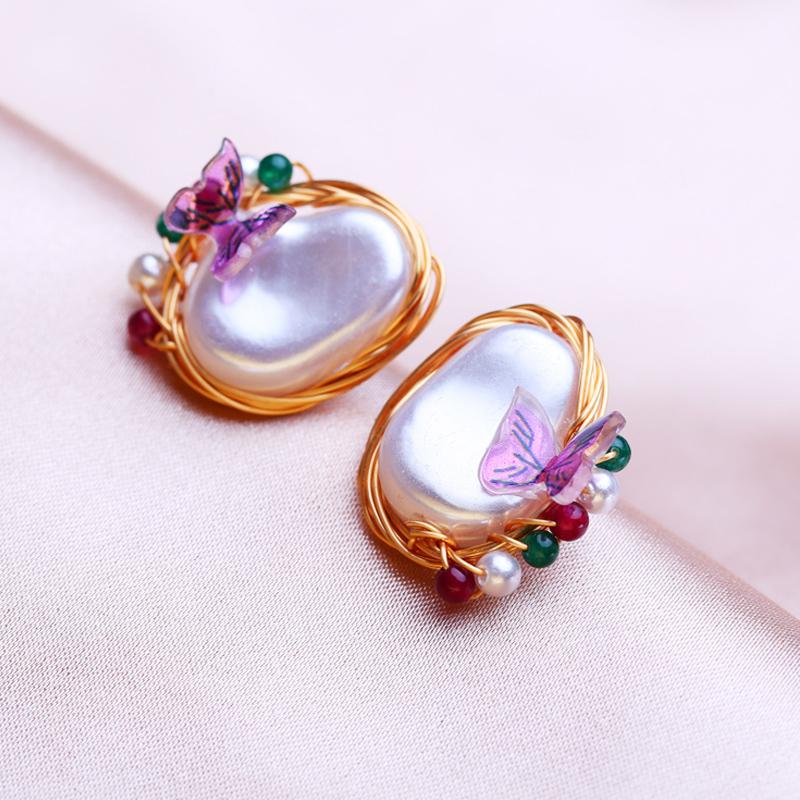 KNIKOO Flower Earrings For Women Fashion Pearl Earrings Jewerly For Wedding Bride Party Earrings Gifts