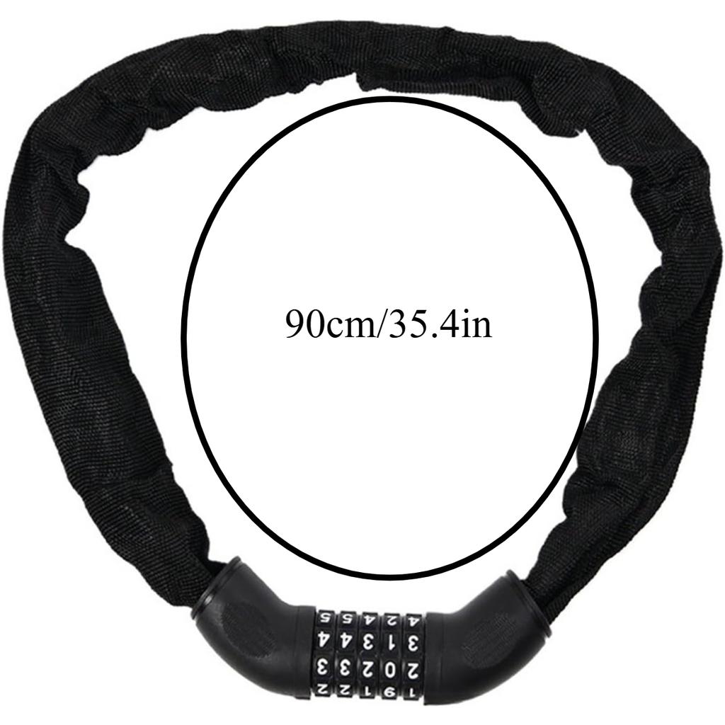 Bike Lock 5 Digit Code Combination Lock Waterproof Anti-Rust Motorcycle Electric Car Anti-Theft Chain Lock Portable Safety Locks