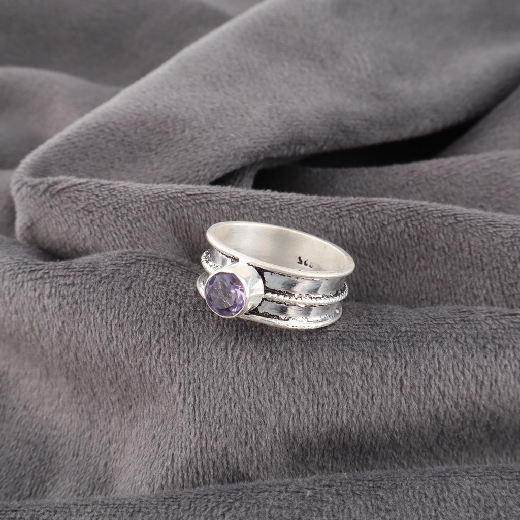 Iolite Gemstone Ring, Handmade Beautiful Silver Ring, 925 Sterling Silver Jewelry, Handmade Promise Ring For Wedding Gift