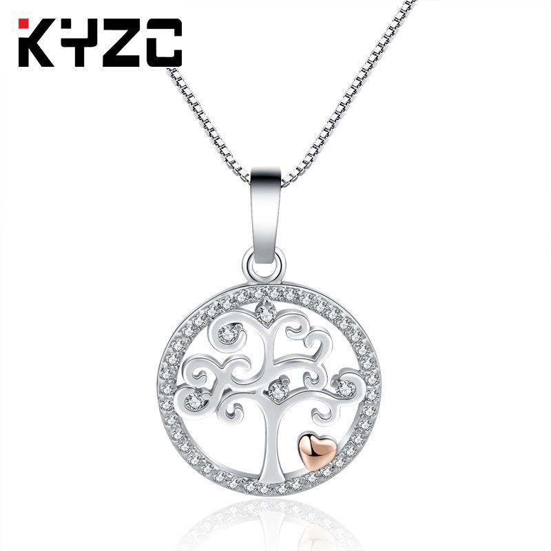 2018 Necklace, Love Tree Of Life, Diamond-Plated Gold-Plated Color-Preserving Pendant, Box Chain.