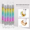 5-Piece Double-Ended Nail Art Silicone Pen Set with Rhinestones - Hollow Carving, Embossing, Smearing, and Mirror Powder Brushes.