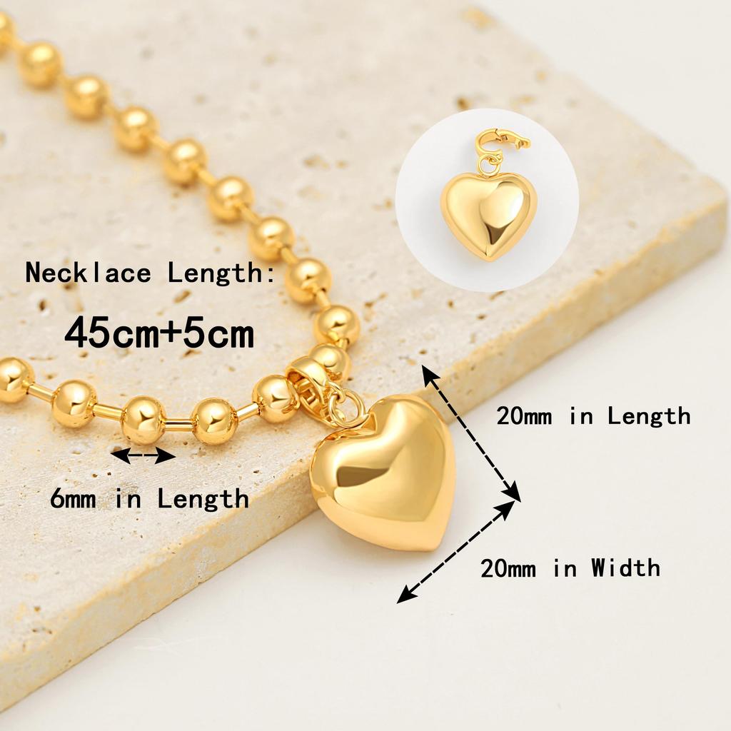 Fashion Copper/925 Silver Gold Plated 18K Link Chain Heart Shaped Necklace