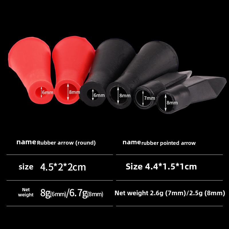 6/7/8 mm große, runde Pfeilspitzen aus Gummi für Bogen, Pfeilhülsen und Zielspitzen.