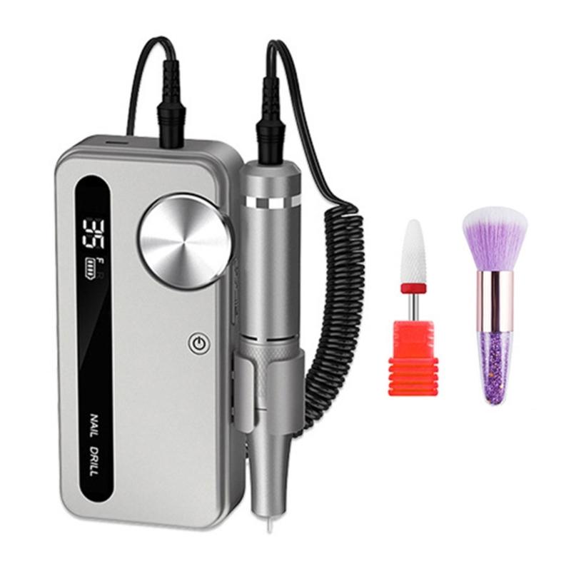 Electric Nails Drill Machine Rechargeable Nails Drill Set 35000rpm Manicure Set Manicures Tool for Acrylic Nails