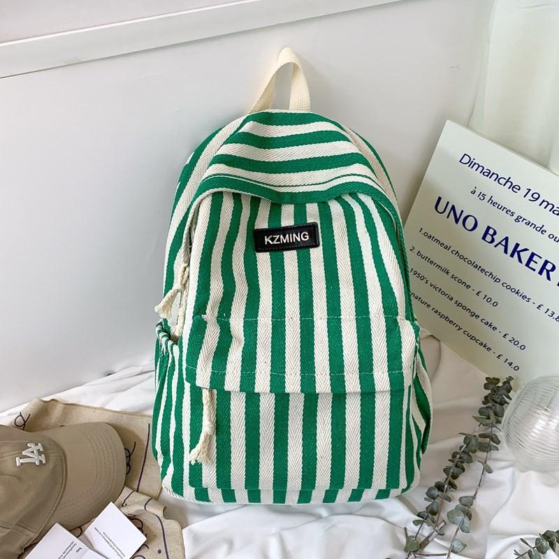 Fashionable Pattern Striped Student Canvas Backpack For Casual Daily Use
