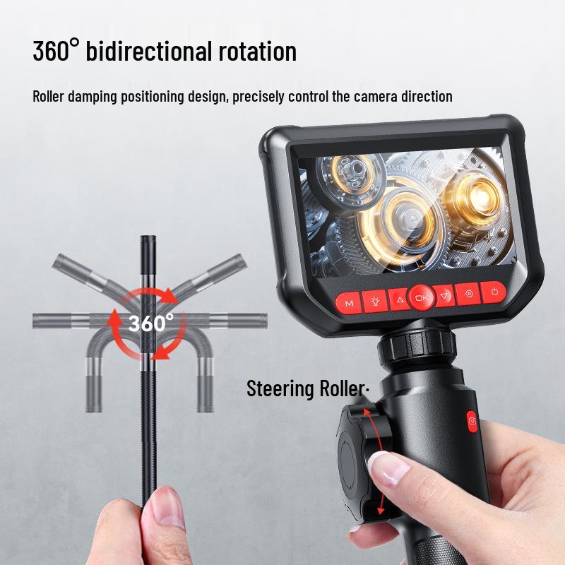 360° Steering Industrial Pipeline Inspection Borescope, 4.3-inch Screen, Portable Bendable Handheld Device.